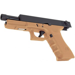 ПИСТОЛЕТ ПНЕВМ. KJW GLOCK G18 GBB GAS, авт., ствол с резьбой, мет. слайд, модель - KP-18-TBC.GAS-TAN